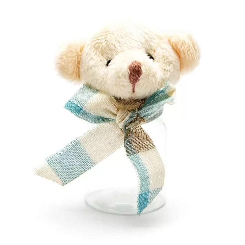 Barattolini peluche celeste orsetto
