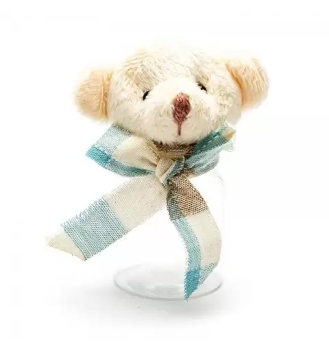 Barattolini peluche celeste orsetto