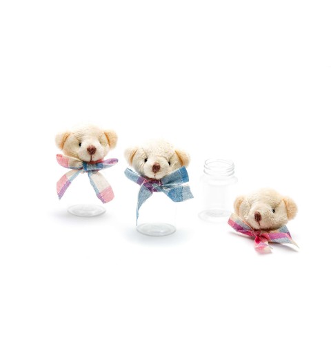 6 barattolini peluche rosa orso