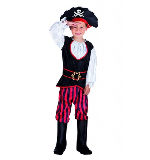 Costume pirata bianco rosso e nero per bambino