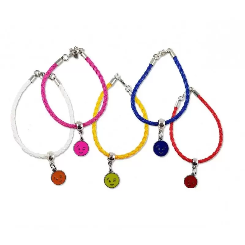 Braccialetto colorato con faccine smile - 10 pz