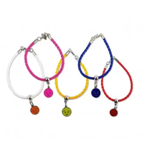 Braccialetto colorato con faccine smile - 10 pz