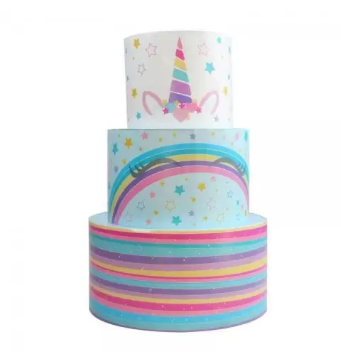 Torta finta scenografica a tema unicorno
