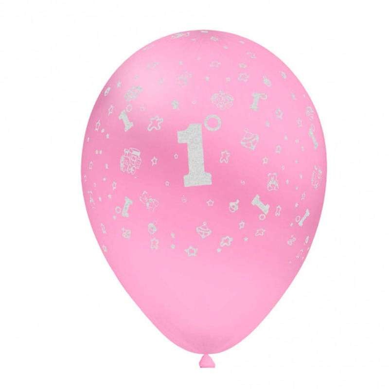 Palloncini un anno rosa di lattice con disegni