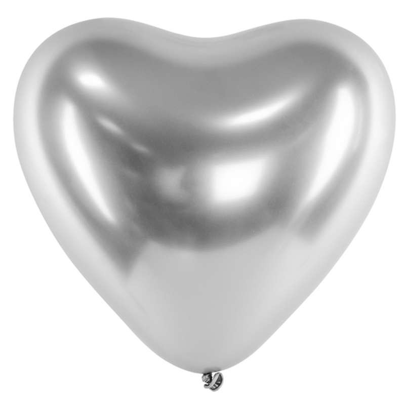 Palloncini a forma di cuore argento silver lattice
