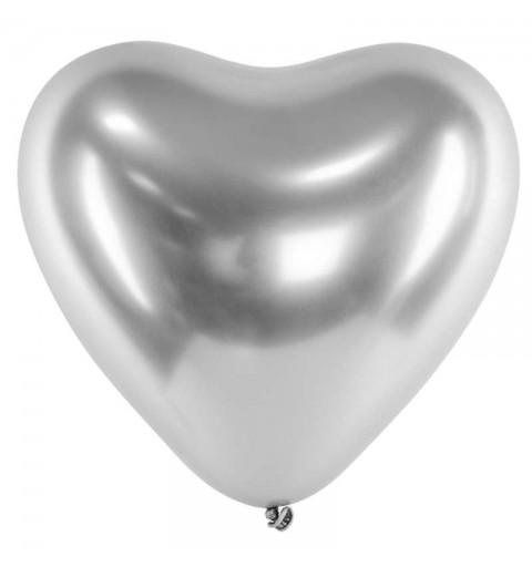 Palloncini a forma di cuore argento silver lattice