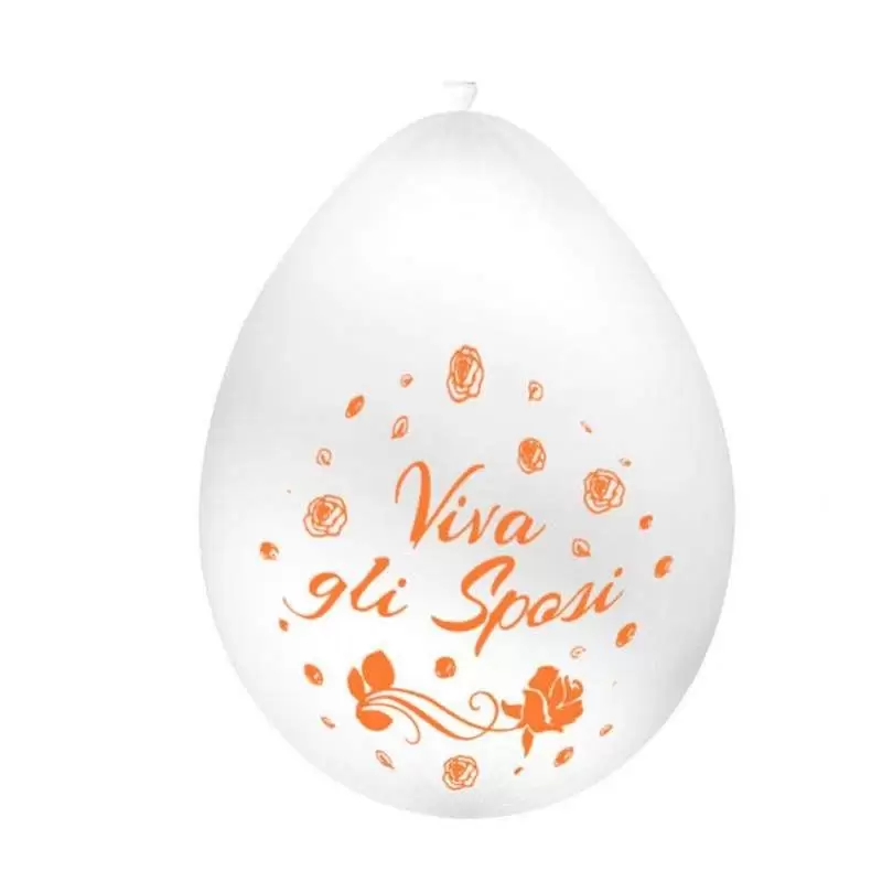 Palloncini viva gli sposi bianchi e oro