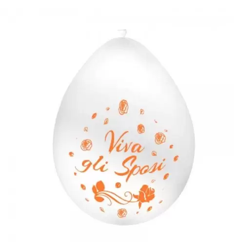 Palloncini viva gli sposi bianchi e oro
