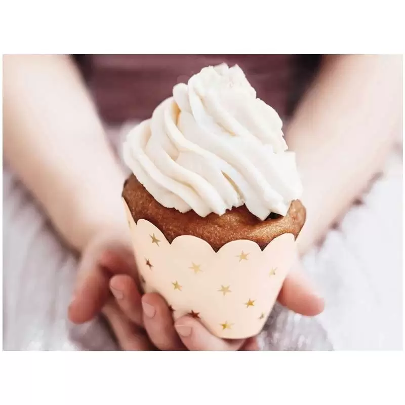 Fascette cupcake pesca con stelline oro
