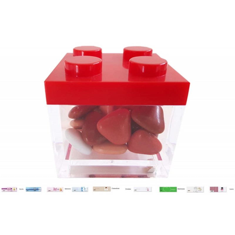 scatola lego rossa bomboniera confezionata  Bomboniera, Idee per la  laurea, Bomboniere