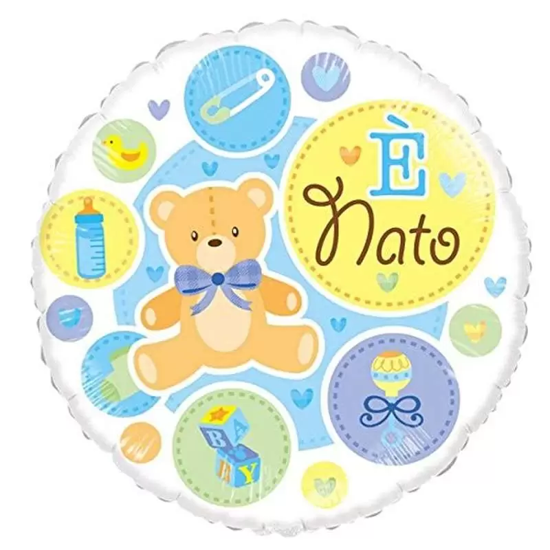 Foil tondo è nato con orsetti e simboli baby