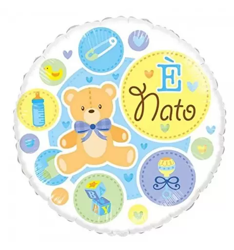 Foil tondo è nato con orsetti e simboli baby