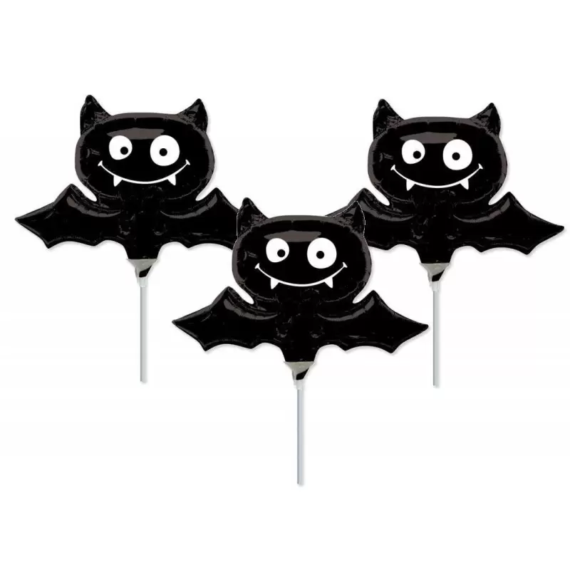 MINI FOIL PIPISTRELLI NERI – PALLONCINI CON ASTE E VALVOLE 5 PZ