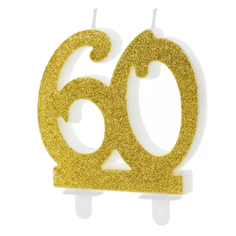 Candelina numero 60 gold glitter