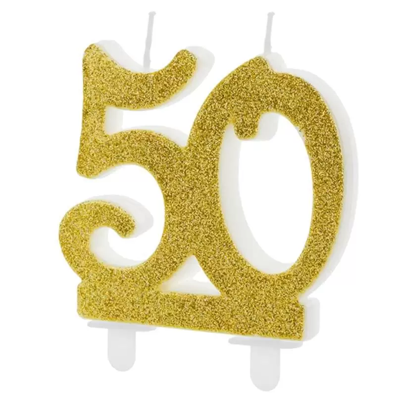 Candelina numero 50 gold glitter