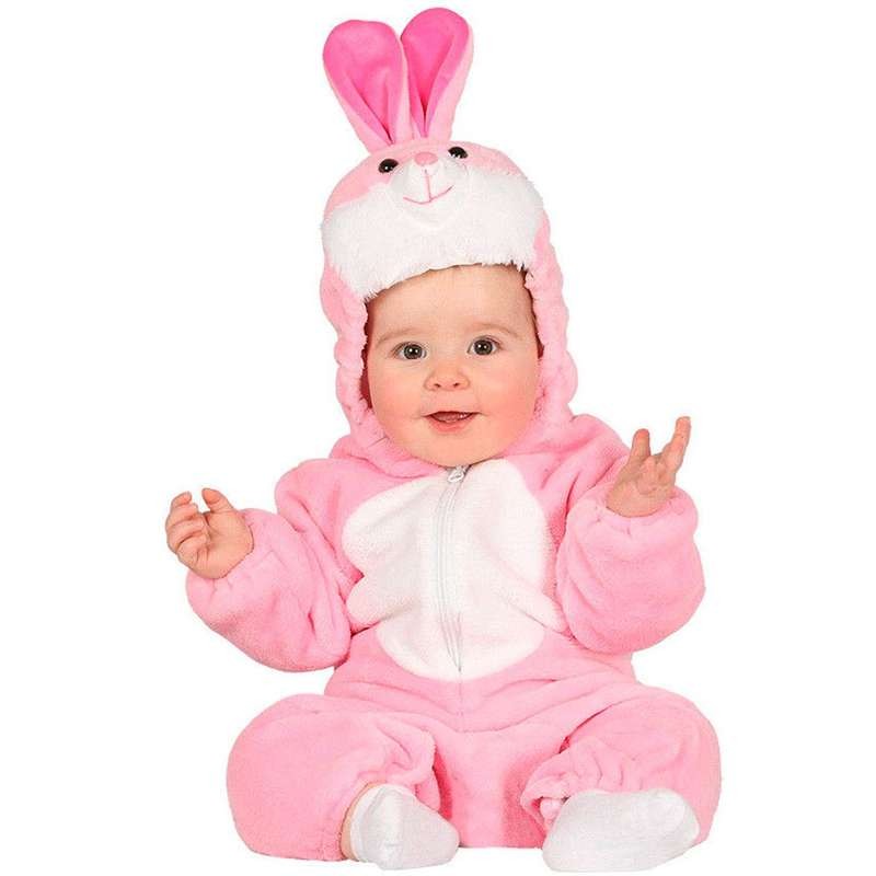 Vestito coniglio rosa peluche per neonati