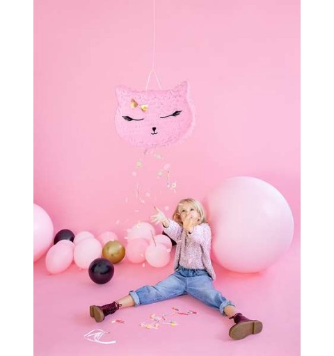 Pentolaccia per bambini a forma di gatto rosa