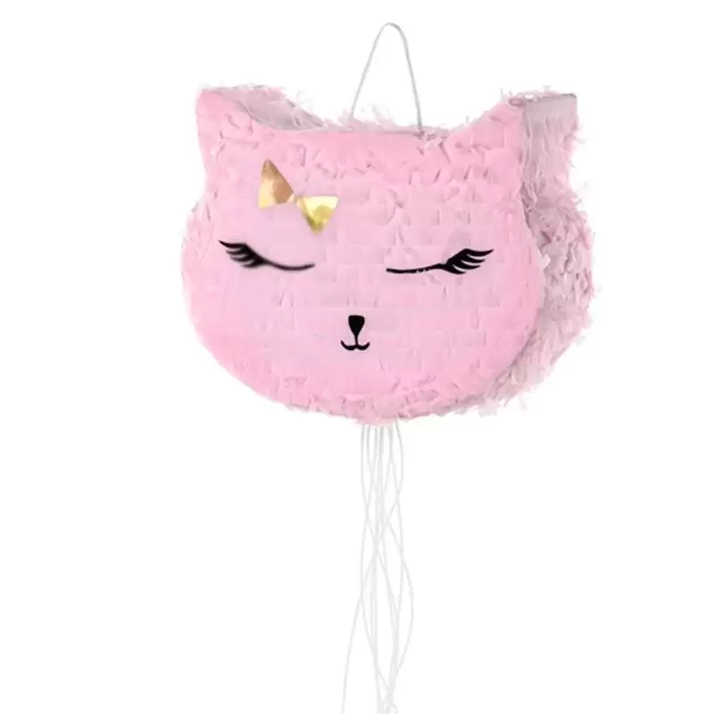 Pentolaccia per bambini a forma di gatto rosa