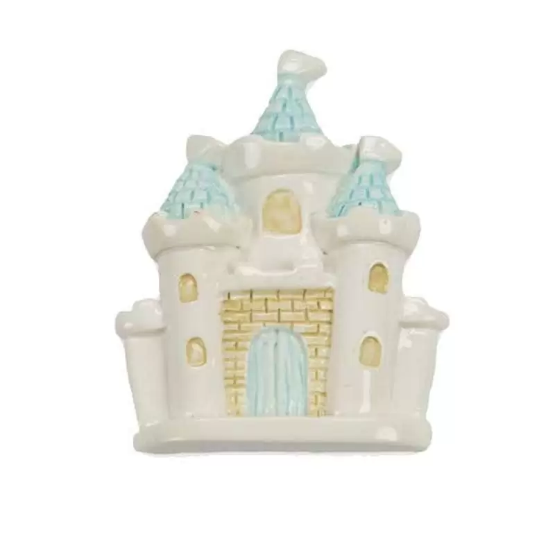 Calamita a forma di castello fiabesco bianco e rosa