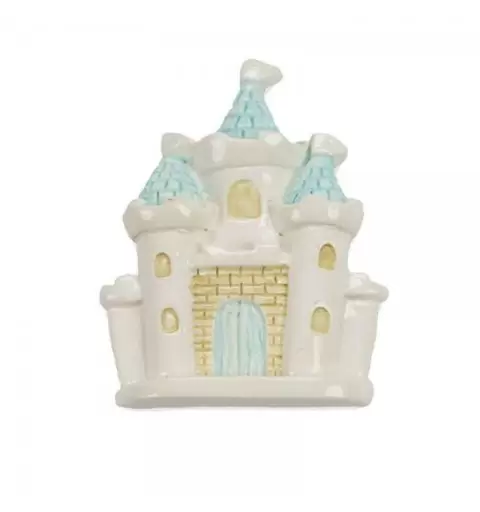 Calamita a forma di castello fiabesco bianco e rosa