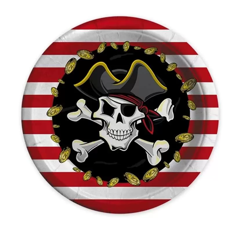 PIATTINI DESSERT PIRATI ROSSO - 8 PZ