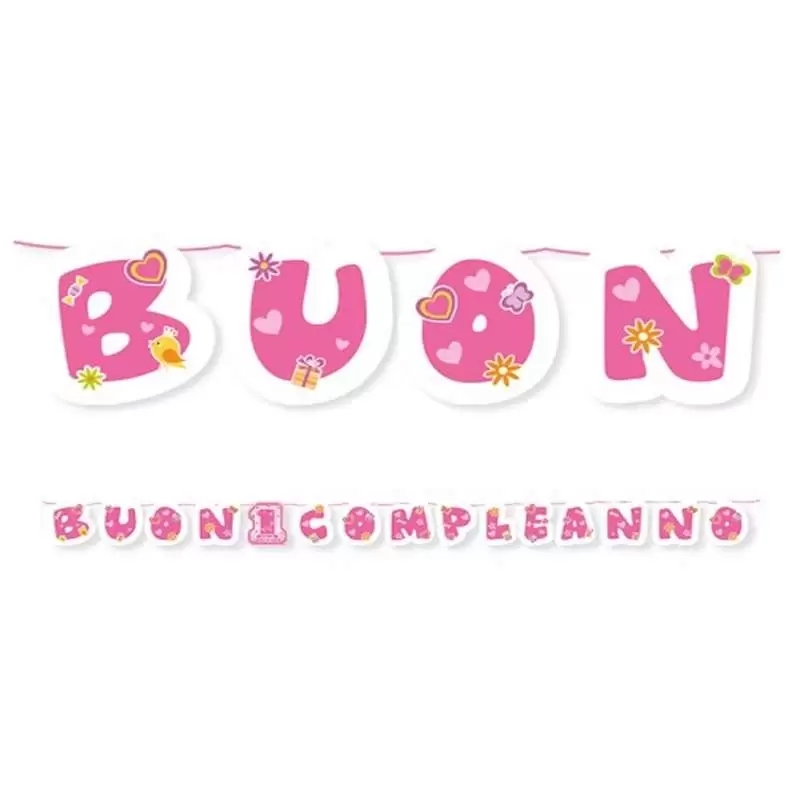MAXI FESTONE BUON 1 COMPLEANNO ONE PINK