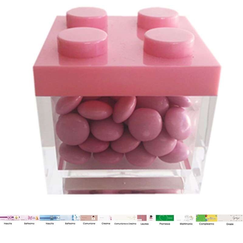 Scatoline Lego con confettini rosa