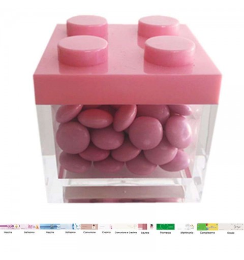 Scatoline Lego con confettini rosa