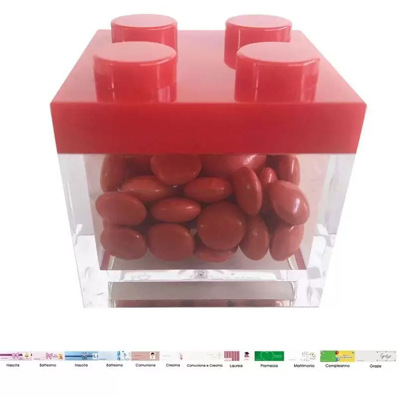 Scatoline Lego con confettini rossi