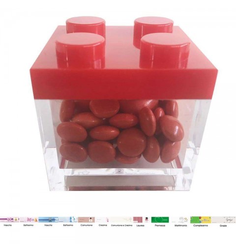 Scatoline Lego con confettini rossi