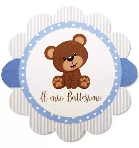 BIGLIETTINO FIORE
 Evento-Battesimo orsetto celeste