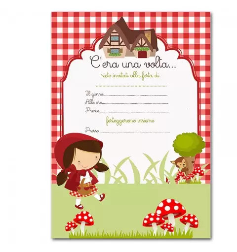 INVITO DI CARTA CAPPUCCETTO ROSSO
