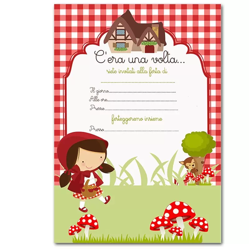 30 INVITI DI CARTA CAPPUCCETTO ROSSO