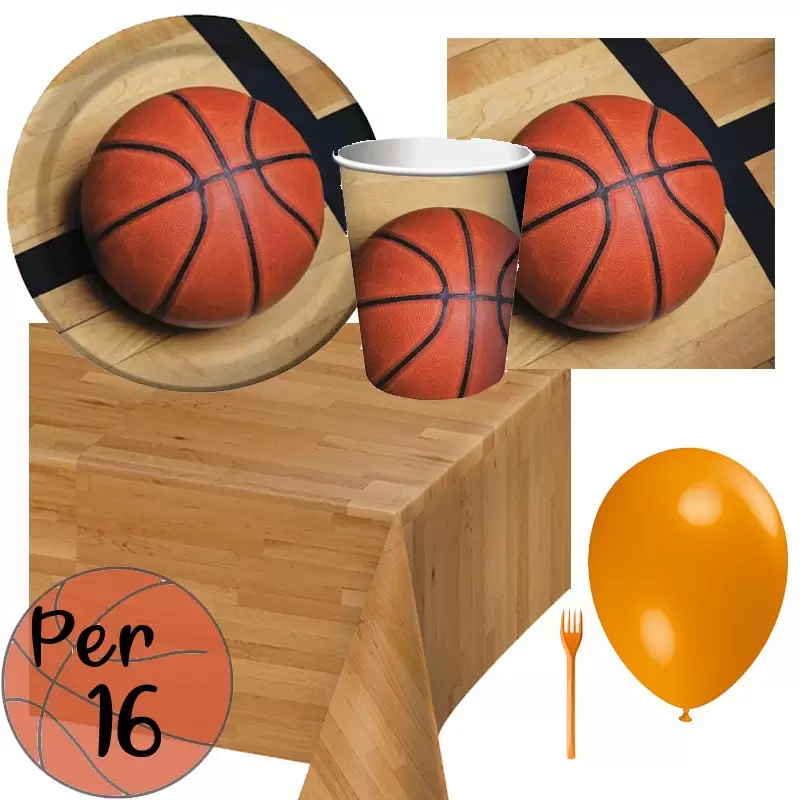 KIT N.6 BASKET - CON FORCHETTE E PALLONCINI ARANCIONI