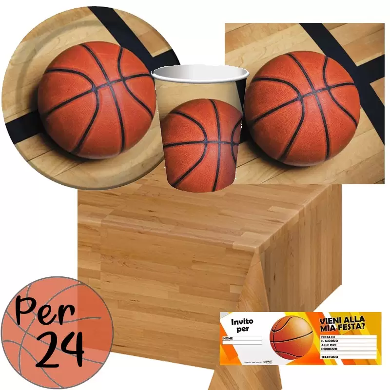KIT N.9 SET COMPLEANNO TEMA BASKET