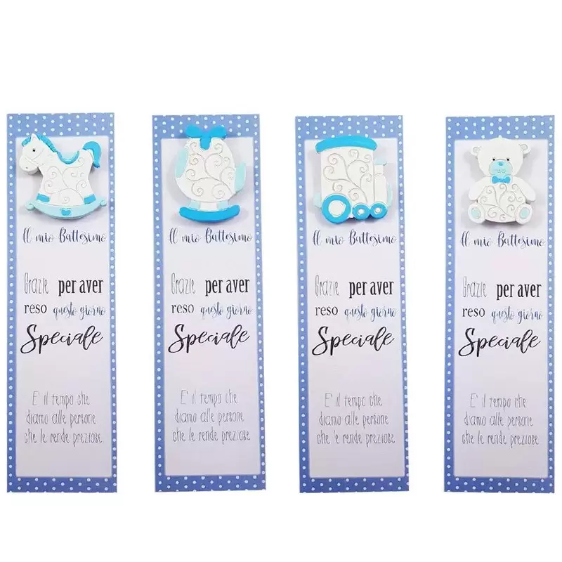 SEGNAPOSTO BATTESIMO CELESTE CON CALAMITE BABY - 20 PZ