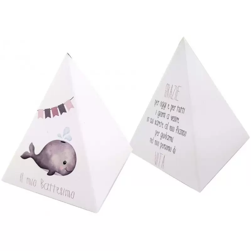50 SCATOLINE PIRAMIDE BALENA ROSA IL MIO BATTESIMO