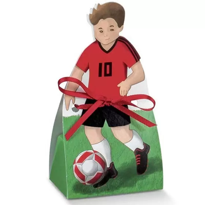 SCATOLINA CALCIATORE ROSSO NERO PORTACONFETTI