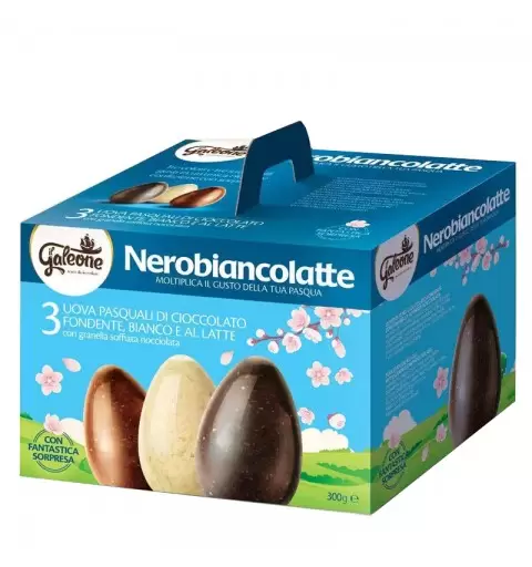 3 UOVA DI CIOCCOLATO CON GRANELLA SOFFIATA NOCCIOLATA