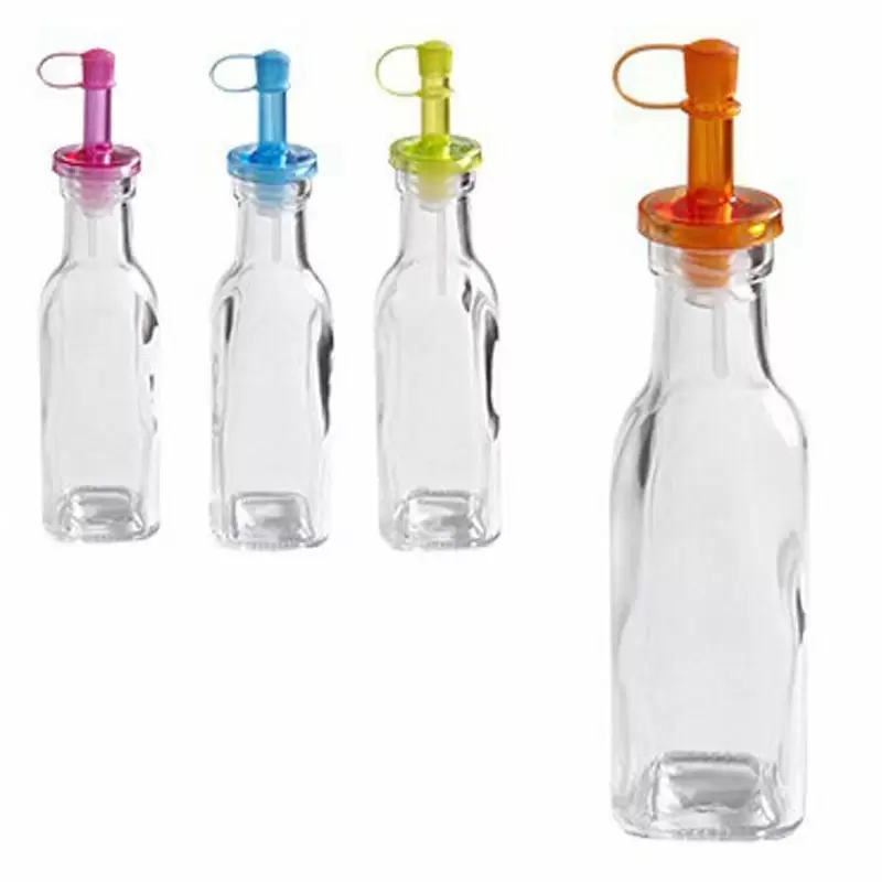 OLIERA DI VETRO TRASPARENTE CON TAPPO COLORATO