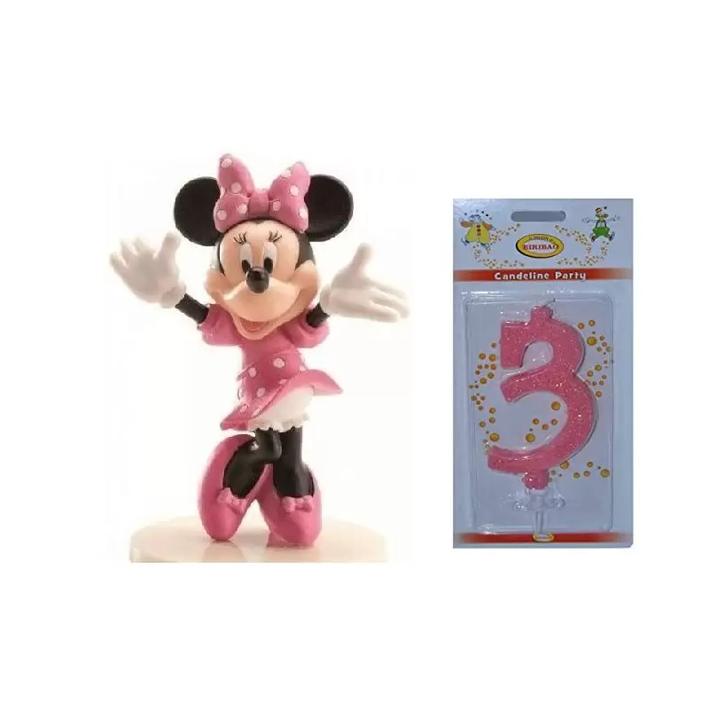 1 DECORAZIONE TORTA MINNIE DISNEY 53451 + CANDELINA NUMERICA