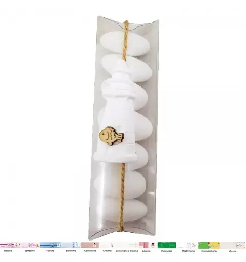 BOMBONIERE TEMA MARE CON GESSETTO FARO E TUBO PVC - 12 PZ