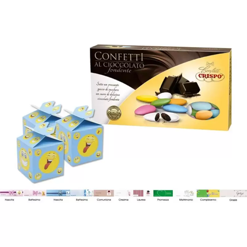 25 SCATOLINE EMOTICON SMILE CON CONFETTI CRISPO