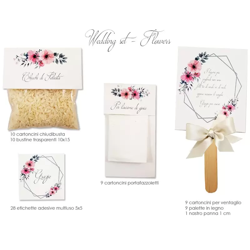 SET DI CARTA MATRIMONIO GEOMETRIC FLOWERS