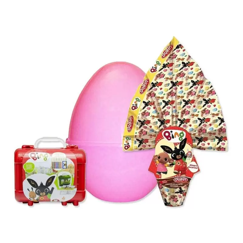 SET UOVO DI PASQUA BING CON TIMBRINI E GUSCIO ROSA - KIT N.9