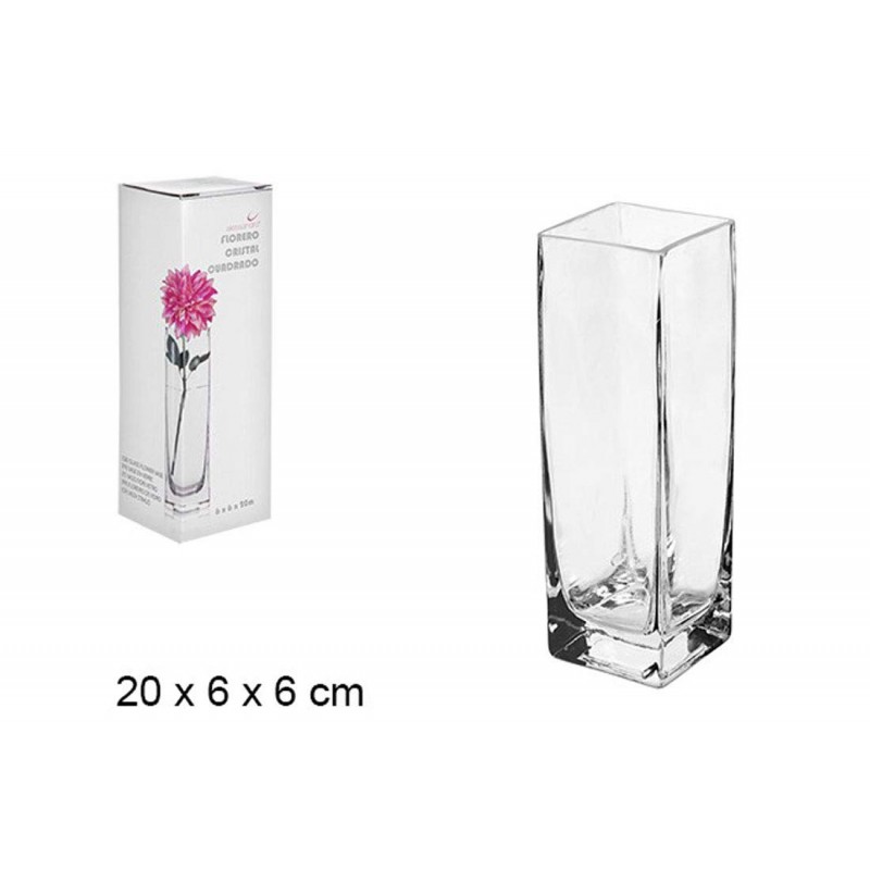 Vaso quadrato di vetro per fiori