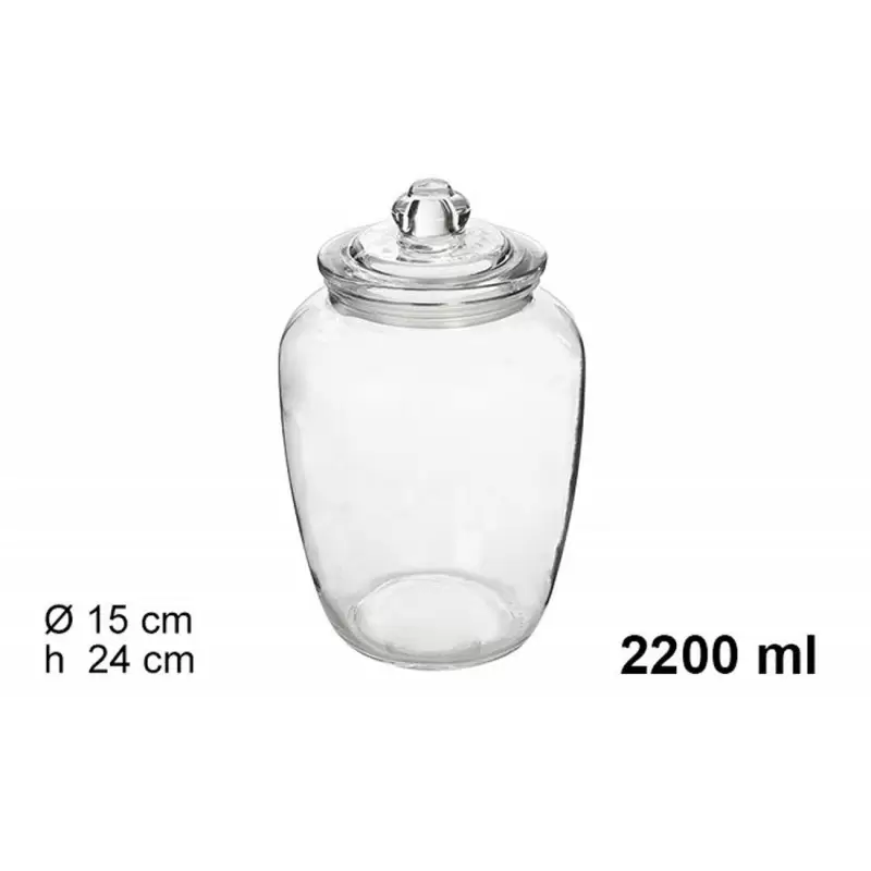 BARATTOLO DI VETRO TRASPARENTE DA 2200 ML CON COPERCHIO