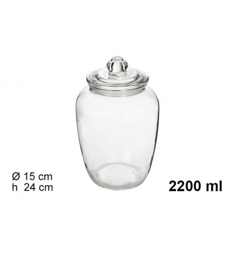 3 BARATTOLI DI VETRO TRASPARENTE DA 2200 ML CON COPERCHIO
