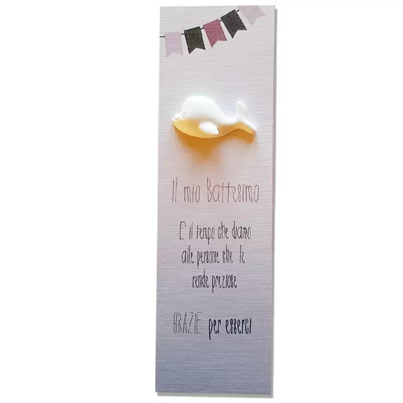 20 SEGNAPOSTO BALENA ROSA CON GESSETTI