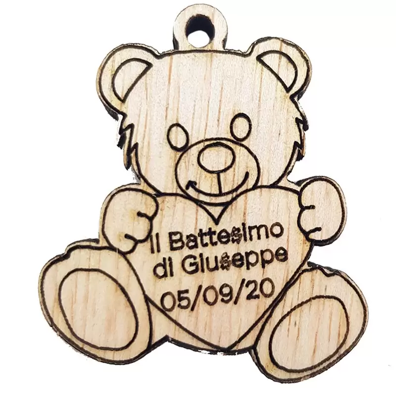 24 ORSETTI DI LEGNO BATTESIMO PERSONALIZZABILI CON SCRITTA LASER